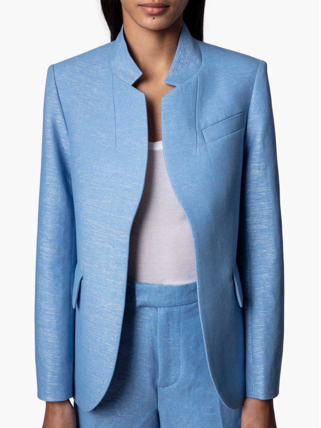 Zadig & Voltaire Very Lin Sparkle Blazer In Azur 36 Or Us 4 New Nwt